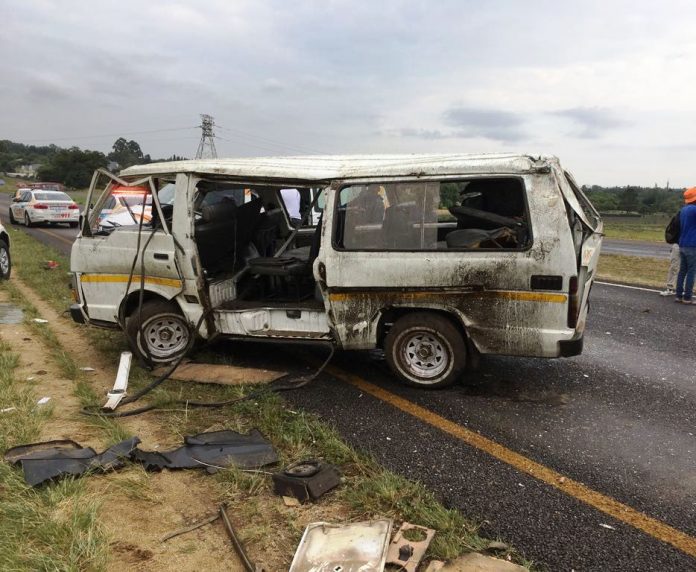 Multiple occupants ejected from minibus taxi as it rolled on Olifantsfontein Road Multiple occupants ejected from minibus taxi as it rolled on Olifantsfontein Road