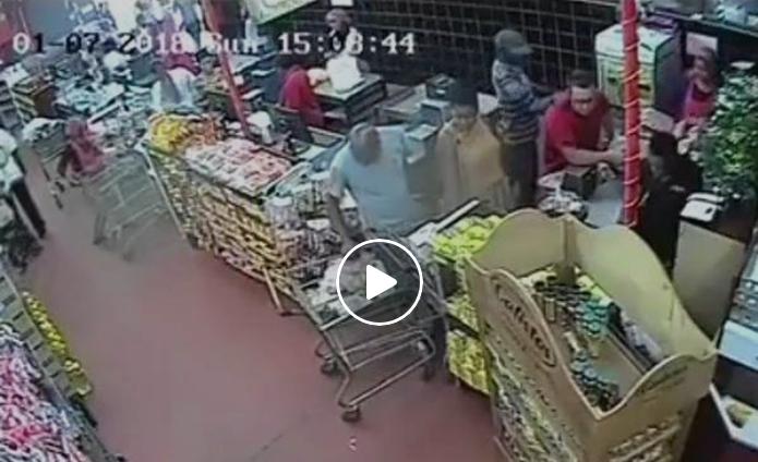 Vicious racial attack at a local store – video