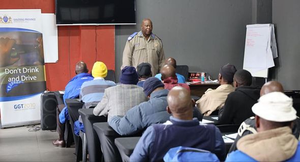 Gauteng Traffic Police conducting a road safety driver education programme in Mabopane.