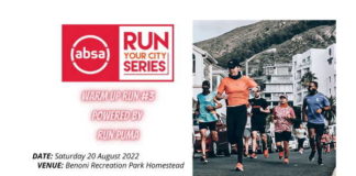 Absa RUN YOUR CITY WARM UP RUN #3 powered by RUN PUMA heads to Benoni Recreation Park this Saturday! Absa RUN YOUR CITY WARM UP RUN #3 powered by RUN PUMA heads to Benoni Recreation Park this Saturday!