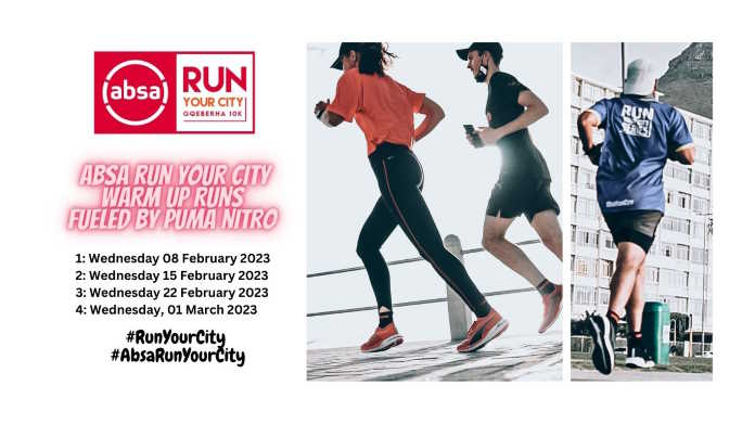 Gqeberha runners invited to join four fun Absa RUN YOUR CITY WARM UP RUNS fueled by PUMA NITRO