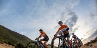 Amy Wakefield and Candice Lill during stage 3 of the 2023 Absa Cape Epic Mountain Bike stage race from Hermanus High School in Hermanus to Oak Valley Estate in Elgin, South Africa on the 22 nd March 2023.