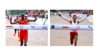 Seboko and Yehualaw celebrate a resounding win at the Absa RUN YOUR CITY DURBAN 10K Seboko and Yehualaw celebrate a resounding win at the Absa RUN YOUR CITY DURBAN 10K
