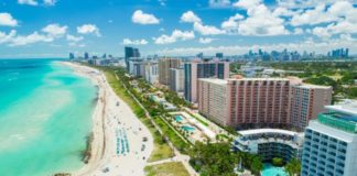 Aerial view of South Beach, Miami Beach, Florida, USA.