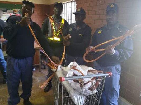 Copper cable theft, suspect arrested, Pretoria. Photo: SAPS