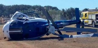 SAPS helicopter crashes, Virginia airport, KZN. Photo: Arrive Alive