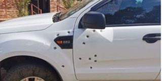 Farm attackers open fire with heavy calibre weapons on woman's vehicle, Makwassie. Photo: Oorgrens Veiligheid