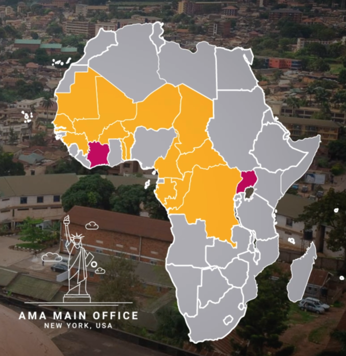 With an existing presence in Côte d'Ivoire and Uganda, AMA added Senegal, Mauritania, Guinea, Mali, Burkina Faso, Togo, Benin, Niger, Chad, Cameroon, CAR, Gabon, Congo and DRC to its African footprint.
