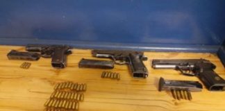 Suspect arrested with illegal firearms, Klerksdorp. Photo: SAPS