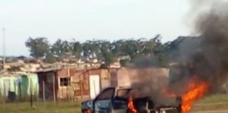 Service delivery protest in Makhanda, vehicle torched. Photo: SAPS