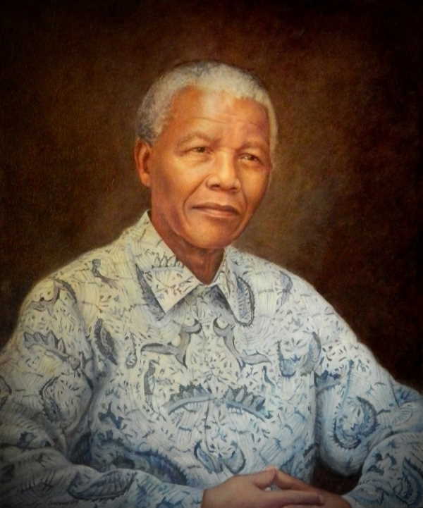 Oil painting of Nelson Mandela by Cyril Coetzee portrait artist