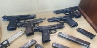 Five illegal firearms seized, nine suspects arrested, Durban. Photo: SAPS