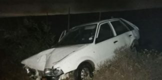 Car thief crashes during high speed chase, EC. Photo: SAPS