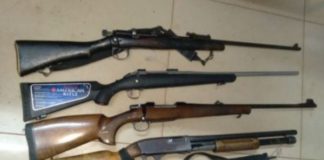 3 Illegal rifles and a shotgun recovered, Ematimatolo. Photo: SAPS