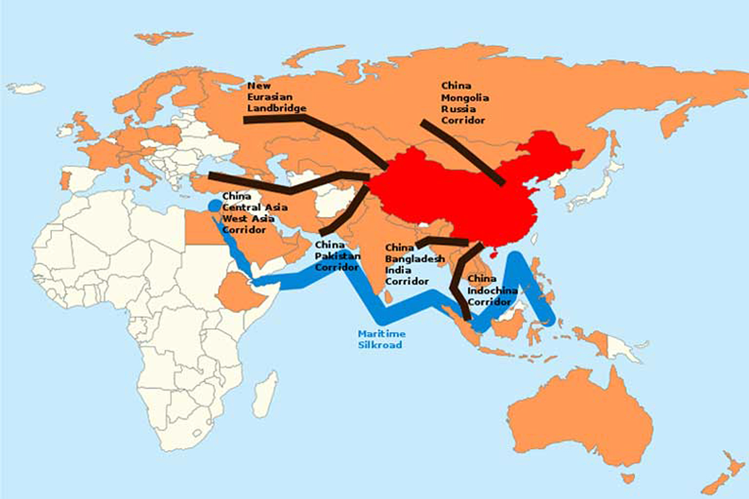 China’s Belt and Road Initiative map