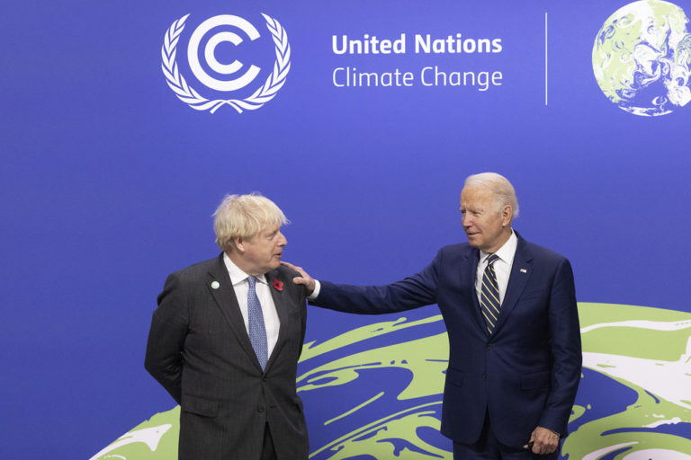 1/11/2021. Glasgow, United Kingdom. Prime Minister Boris Johnson welcomes Joe Biden, the President of the United States of America to the COP26 summit. Picture by Simon Dawson / No 10 Downing Street