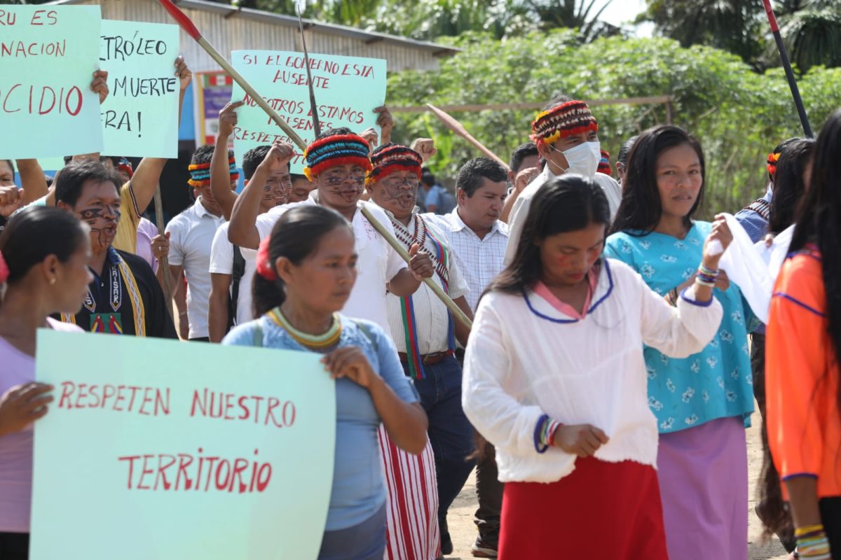 A protest in the Yankuntich community against Petroperú‘s oil exploitation plans.