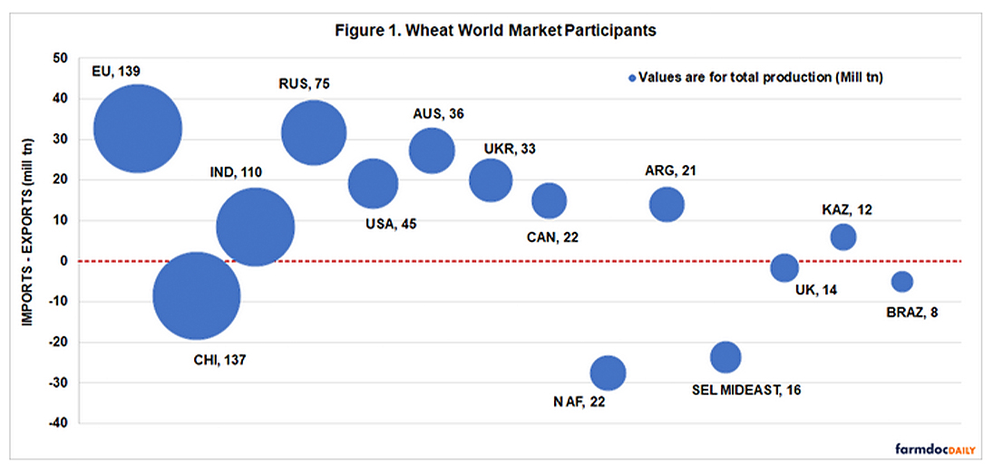 Global wheat production by nation.