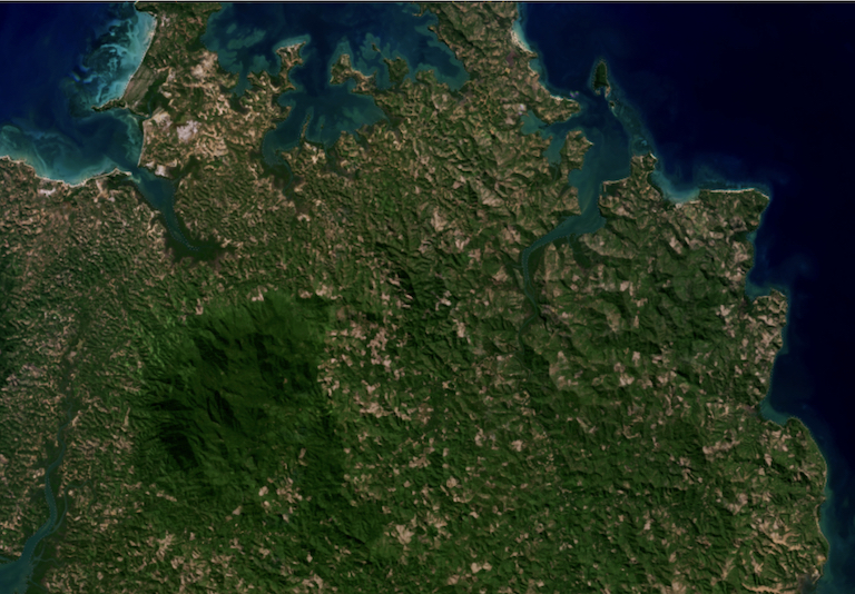 Satellite imagery from Planet Labs Inc. captured July 2022 shows widespread deforestation in one of the areas of Madagascar's Diana region where mangroves are found. 