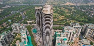 The Supertech Twin Towers in Noida Utter Pradesh near the capital New Delhi