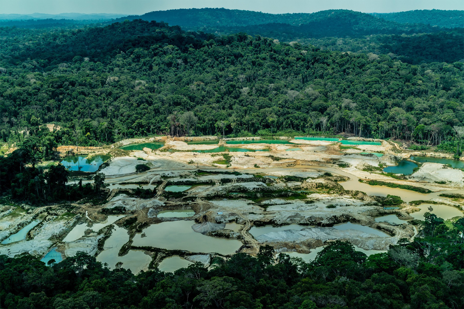 Deforestation and gold mining in Brazilian Amazon.
