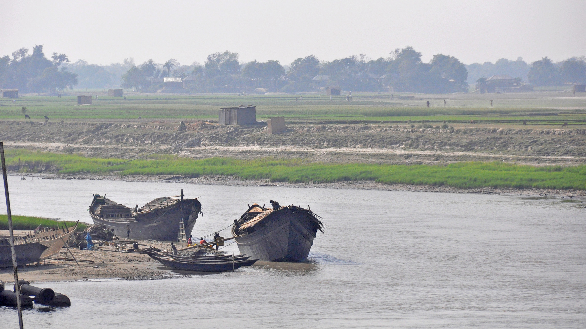 Boats on Padma river.