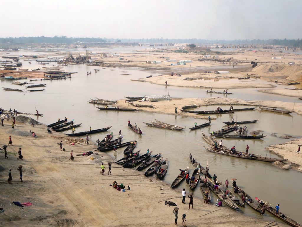 The Goyain River at Jaflong, Bangladesh,