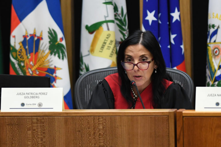Judge Patricia Perez Goldberg presiding over the Inter-American Human Rights case Tagaeri & Taromenane Indigenous people vs the Ecuadorian state. Image courtesy of the Inter-American Court of Human Rights via Flickr (CC BY-SA 2.0).