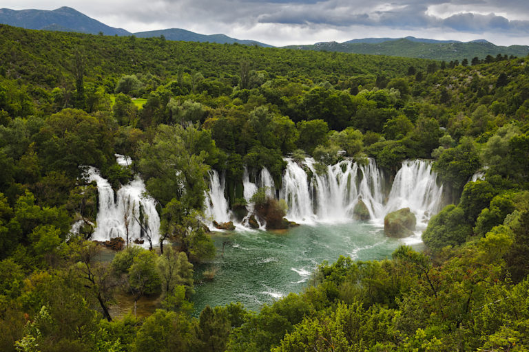 The biodiversity of Balkan rivers is now becoming more widely known, and also their beauty, such as Kravice Waterfall in Bosnia-Herzegovina. Photo by Goran Safarek in 2014 for Riverwatch/EuroNatur.