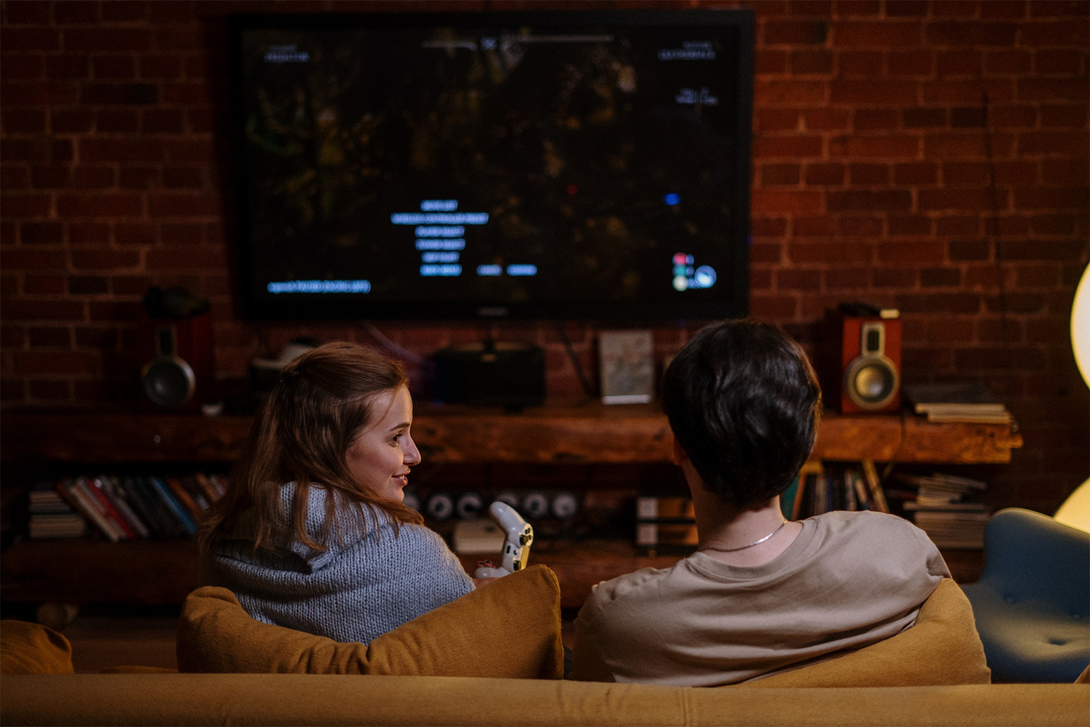 A couple gaming.
