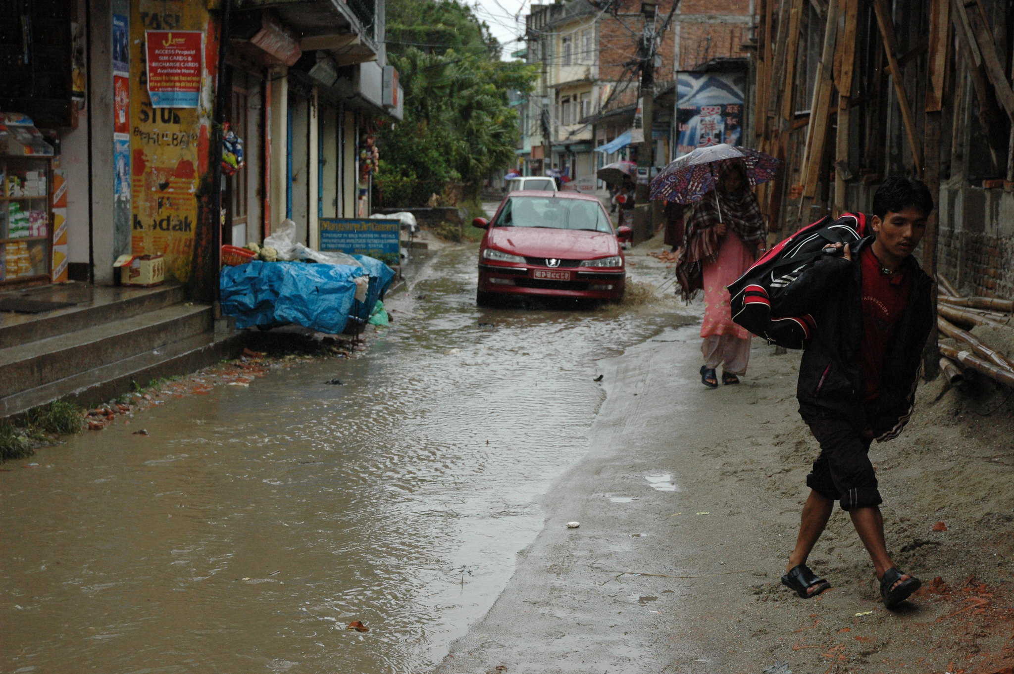 rain nepal street