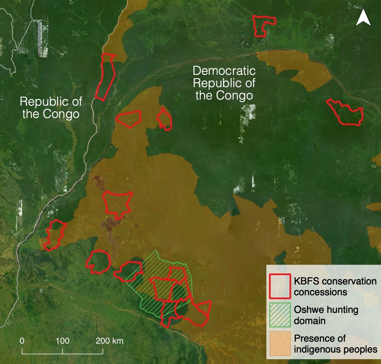 A map showing Norsudtimber's transferred concessions in the Democratic Republic of the Congo.
