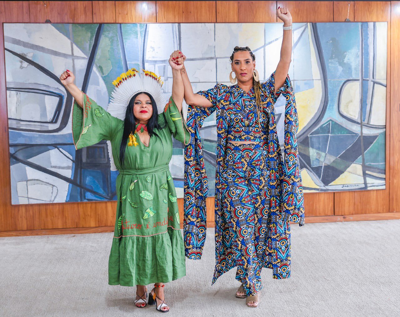 Sonia Guajajara, as Brazil’s first minister of Indigenous peoples, and Anielle Franco, minister for racial equality. Image courtesy of Ricardo Stuckert @ricardostuckert