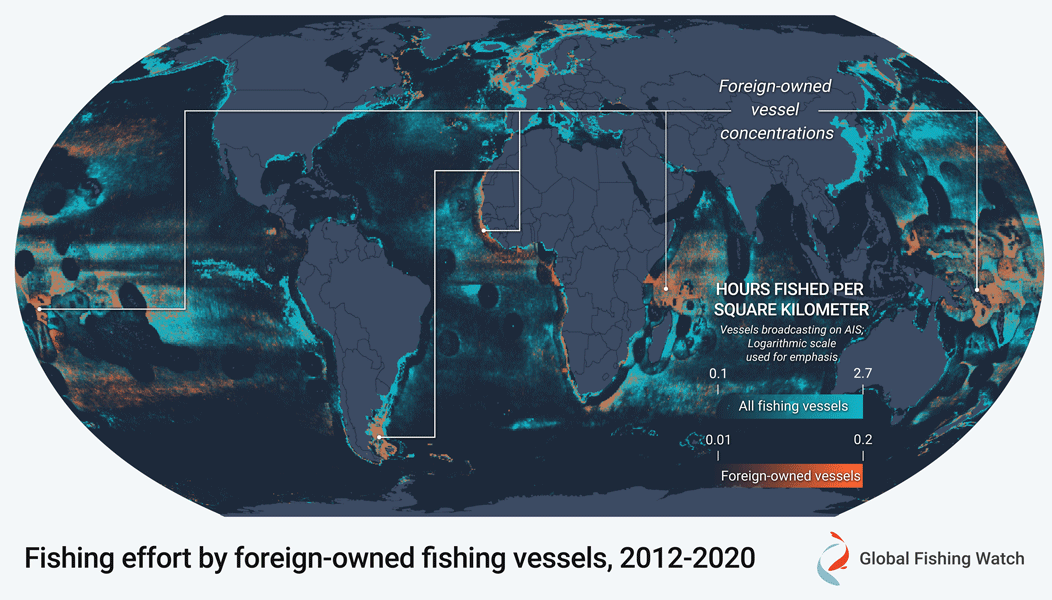GIF of fishing effort by foreign-owned fishing vessels. 