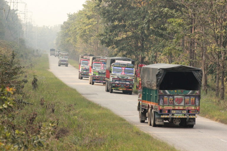 Traffic on Nepal's highway