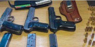 Taxi passengers arrested with 3 unlicensed firearms, Pienaar. Photo: SAPS