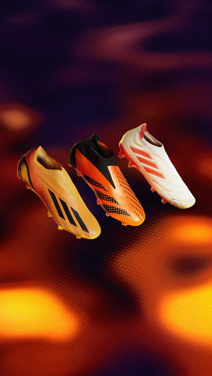 adidas turns up the heat for end of season football: Introducing the new Heatspawn pack featuring bold revamped colourway. adidas turns up the heat for end of season football: Introducing the new Heatspawn pack featuring bold revamped colourway.