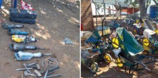 Police crack down on illegal mining in Burgersfort. Photo: SAPS
