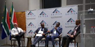 From left to right Lucio Trentini SEIFSA CEO, Seifsa President Elias Monage, Paul Mashatile and Tafadzwa Chibanguza SEIFSA COO