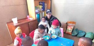 Anwar Jakoet of AJF with the Learners at Lutando Daycare in Veldrift