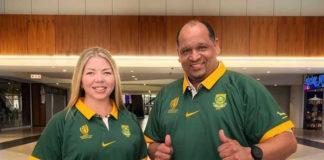 Gateway’s Marketing Manager, Michelle Shelley and GM, Feysel Potgieter, supporting the Springboks as they strive for glory