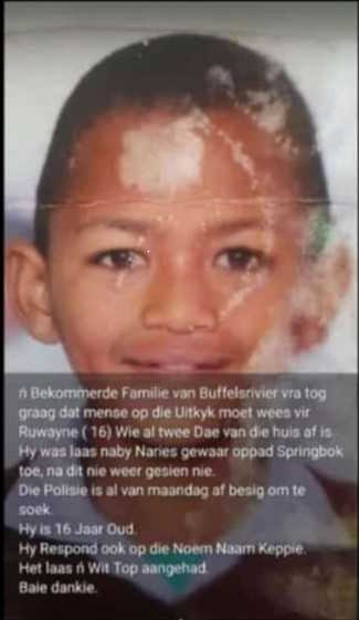 Springbok FCS Unit requests the assistance of the public in tracing a missing person Springbok FCS Unit requests the assistance of the public in tracing a missing person