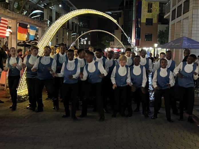 Experience the magic of ‘Carols on the Piazza’ at Melrose Arch with the Drakensberg Boys Choir and SA Harvest
