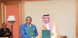 The Saudi Fund for Development (SFD) Chief Executive Officer, H.E. Sultan Al-Marshad right