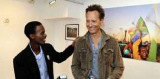 Thapelo Motsumi with Richard E Grant at Oxo Gallery London 2011 Exhibition