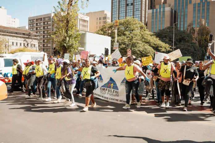 Hundreds of advocates for young children took to the streets in Johannesburg to call on political parties to prioritize Early Childhood Development Hundreds of advocates for young children took to the streets in Johannesburg to call on political parties to prioritize Early Childhood Development