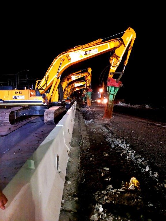 Jet Demolition carried out the overnight controlled demolition of the Rockdale Road Bridge - Spine Road East