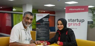 Regent Business School Partners with Startup Grind to Strengthen South Africa’s Entrepreneurial Ecosystem Regent Business School’s Head of Innovation and Student Experience, Hoosen Essof and Raeesa Bayat, the Director of Startup Grind Durban.