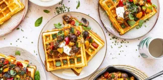 Cheese Waffles with Mushroom Ratatouille Cheese Waffles with Mushroom Ratatouille