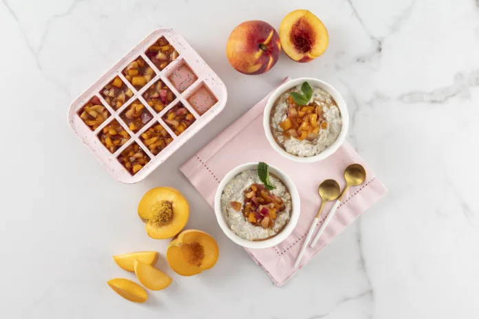 Overnight oats with peaches or nectarines